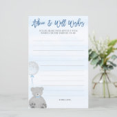 Jongen Teddy Bear Blue Grey Balloon Baby Advice Ka (Staand voorkant)