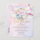 Jongen Teddy Bear Cute Virtual Baby shower Invitat Briefkaart (Voorkant / Achterkant)