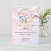 Jongen Teddy Bear Cute Virtual Baby shower Kaart (Staand voorkant)