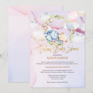 Jongen Teddy Bear Cute Virtual Baby shower Kaart