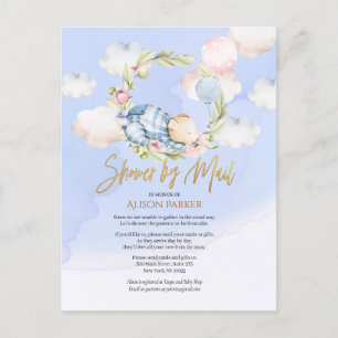 Jongen Teddy Bear Cute Woodland Baby shower per po Briefkaart