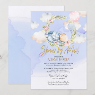 Jongen Teddy Bear Cute Woodland Baby shower per po Kaart