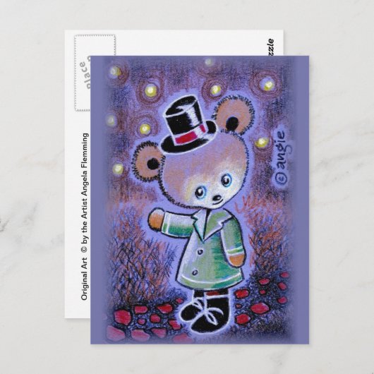 Jongen Teddy Bear in Top Hat Briefkaart (Voorkant / Achterkant)