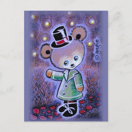 Jongen Teddy Bear in Top Hat Briefkaart (Voorkant)