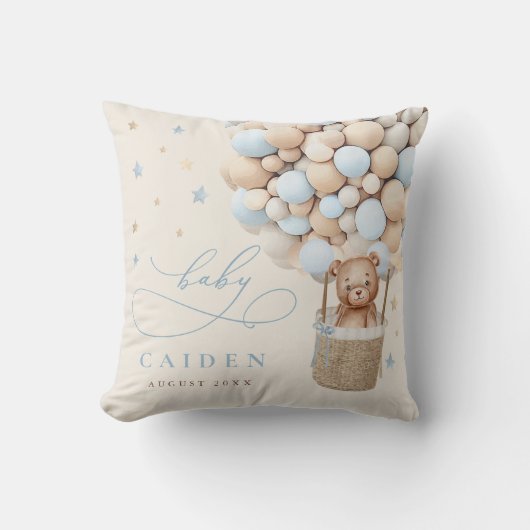 Jongen Teddy Bear Neutral Baby shower Nursery Gift Kussen (Voorkant)