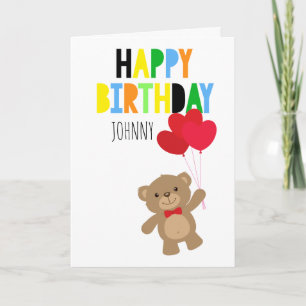 Jongen Teddy Bear persoonlijke Happy Birthday Kaart