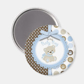 Jongen Teddy Bear Ronde Magneet (Voorkant / Achterkant)