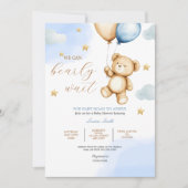 Jongen Teddy Bear, we kunnen het Baby shower afwac Kaart (Voorkant)