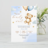Jongen Teddy Bear, we kunnen het Baby shower afwac Kaart (Staand voorkant)