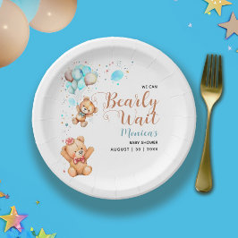 Jongen Teddy Bear, we kunnen het Baby shower afwac Papieren Bordje