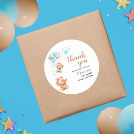 Jongen Teddy Bear, we kunnen het Baby shower afwac Ronde Sticker