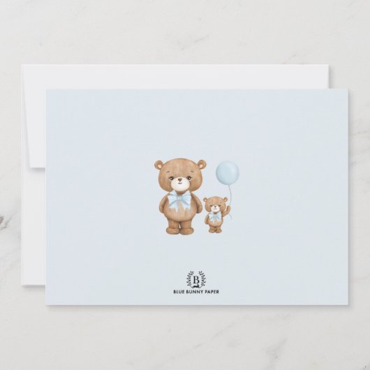 Jongen Teddy Bear, we kunnen wachten op Baby showe Kaart (Achterkant)