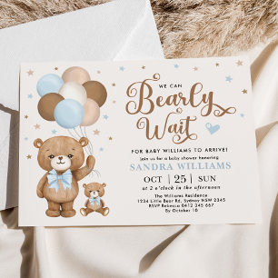 Jongen Teddy Bear, we kunnen wachten op Baby showe Kaart