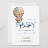 Jongen Teddy Bearly Wait Hot Air Bballonblauw Aankondiging (Voorkant)