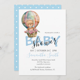 Jongen Teddy Bearly Wait Hot Air Bballonblauw Aankondiging