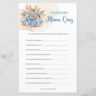 Jongen teddy bergen pampas gras Nursery Rhyme Quiz