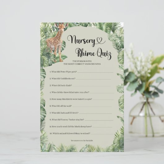 Jongen teddy bergen pampas gras Nursery Rhyme Quiz (Staand voorkant)