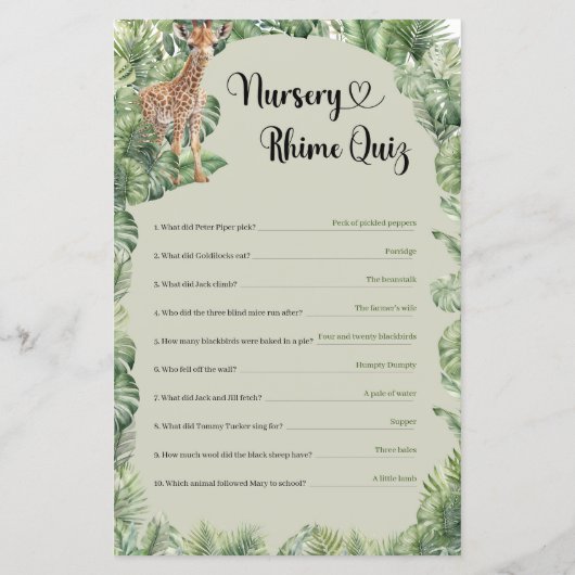 Jongen teddy bergen pampas gras Nursery Rhyme Quiz (Achterkant)