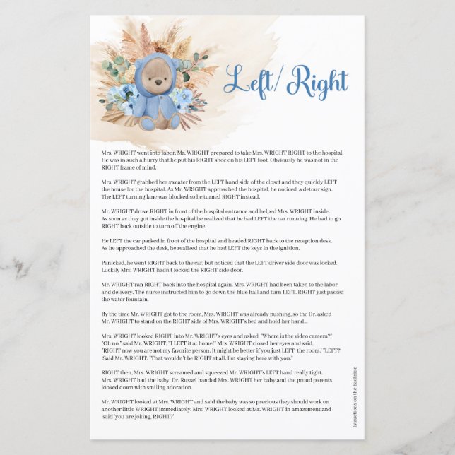 Jongen teddy draagt blauwe bloemen pampas palm lin (Voorkant)