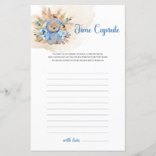 Jongen teddy dragen pampas blauwe bloemen Tijd Cap