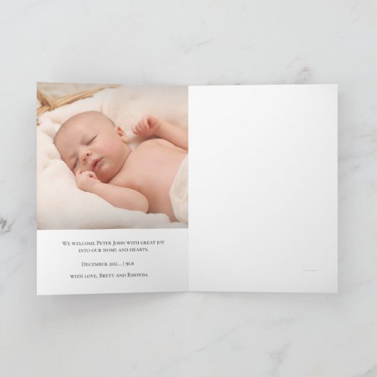 Jongen Teddy Rustic Floral Kaart Announcement (Binnen)