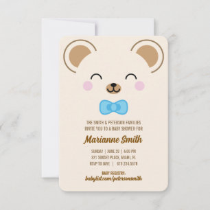 Jongen Teddybeer Baby Shower Evite of Print Kaart