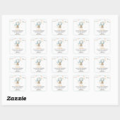Jongen Teddybeer Babyshower Bedankt Plat Kaarten Vierkante Sticker (Vel)