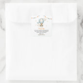 Jongen Teddybeer Babyshower Bedankt Plat Kaarten Vierkante Sticker (Tas)