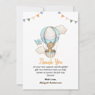 Jongen Teddybeer Babyshower Bedankt Platte Kaarten