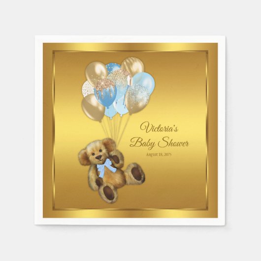 Jongen Teddybeer Babyshower Servetten (Voorkant)