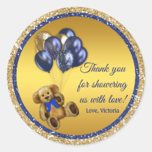 Jongen Teddybeer Ballon Baby Shower Favor Stickers