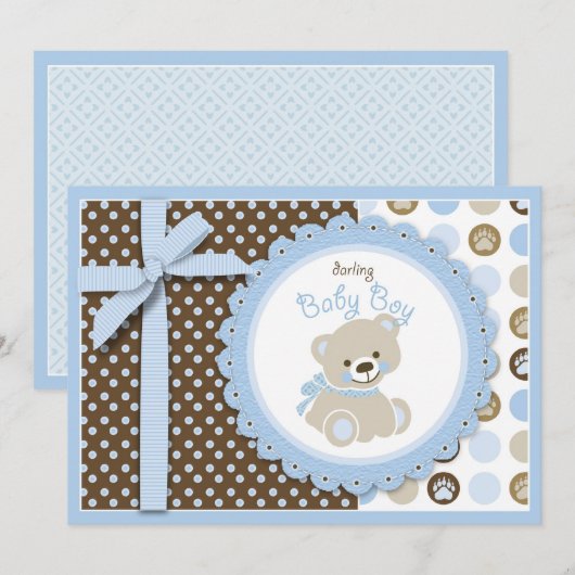 Jongen Teddybeer Blanko Kaart (Voorkant / Achterkant)