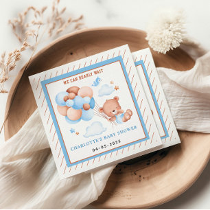 Jongen Teddybeer “We Can Bearly Wait” Baby Shower Servet