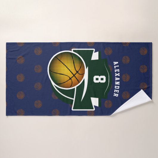 Jongen Teen Basketball Sports Green Navy White Nam Badhanddoek (Badhanddoek)