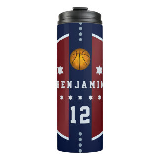 Jongen Teen Basketball Stars Nummer Naam Blue Red Thermosbeker