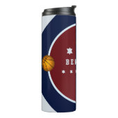 Jongen Teen Basketball Stars Nummer Naam Blue Red Thermosbeker (Gedraaid links)