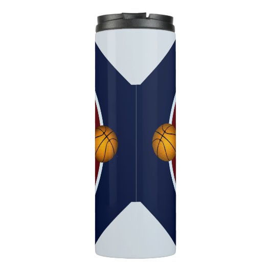 Jongen Teen Basketball Stars Nummer Naam Blue Red Thermosbeker (Achterkant)