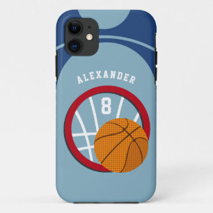 Jongen Teen Kinder Basketball Court Ball Hoop Blue Case-Mate iPhone Case