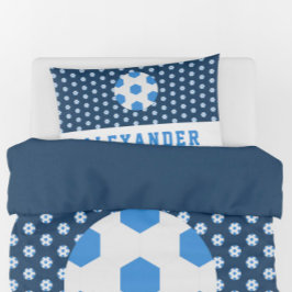 Jongen Teenager Sportblauw Voetbal op maat Kussensloop