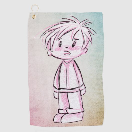 Jongen Tekening Golfhanddoek (Voorkant)