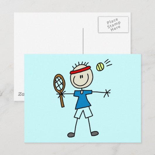 Jongen Tennis Player-overhemden en -cadeautjes Briefkaart (Voorkant / Achterkant)