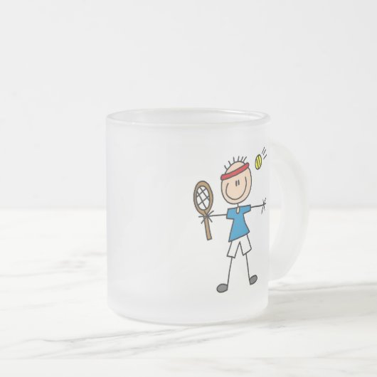 Jongen Tennis Player-overhemden en -cadeautjes Matglas Koffiemok (Voorkant rechts)