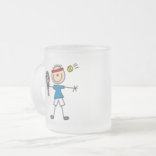 Jongen Tennis Player-overhemden en -cadeautjes Matglas Koffiemok (Voorkant links)