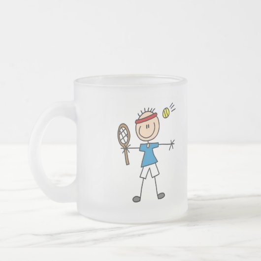 Jongen Tennis Player-overhemden en -cadeautjes Matglas Koffiemok (Links)