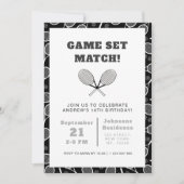 Jongen Tennis Verjaardag Party Rackets Uitnodiging (Voorkant)