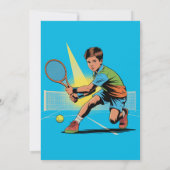 Jongen Tennis Verjaardagsfeest Kaart (Achterkant)