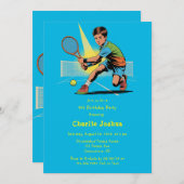 Jongen Tennis Verjaardagsfeest Kaart (Voorkant / Achterkant)