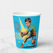 Jongen Tennis Verjaardagsfeest Papieren Bekers (Achterkant)