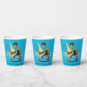 Jongen Tennis Verjaardagsfeest Papieren Bekers