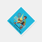 Jongen Tennis Verjaardagsfeest Servet (Hoek)